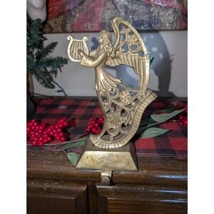 NEW Raz Imports 8" Gold Tone Resin Angel Christmas Stocking Holder Holiday Decor